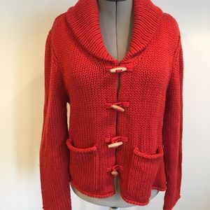 Beautiful orange wood bead cardigan XL